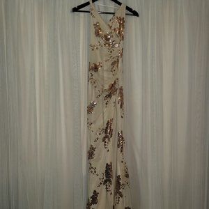 Long gold sequin gown